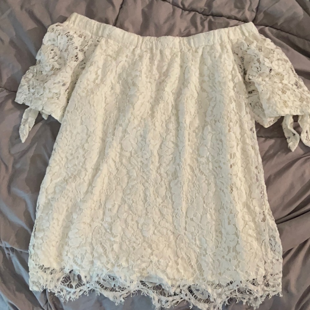 Cream off the shoulder top